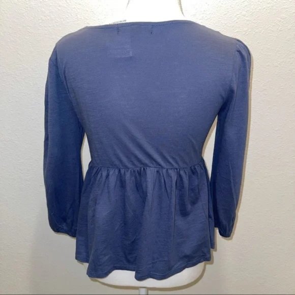 NWT Derek Heart Womens Crochet Babydoll Top Vintage Indigo Size Large $30 B83 - Picture 2 of 2